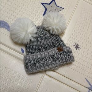 Baby Roots Gray Knit Pom-Pom Hat for Kids